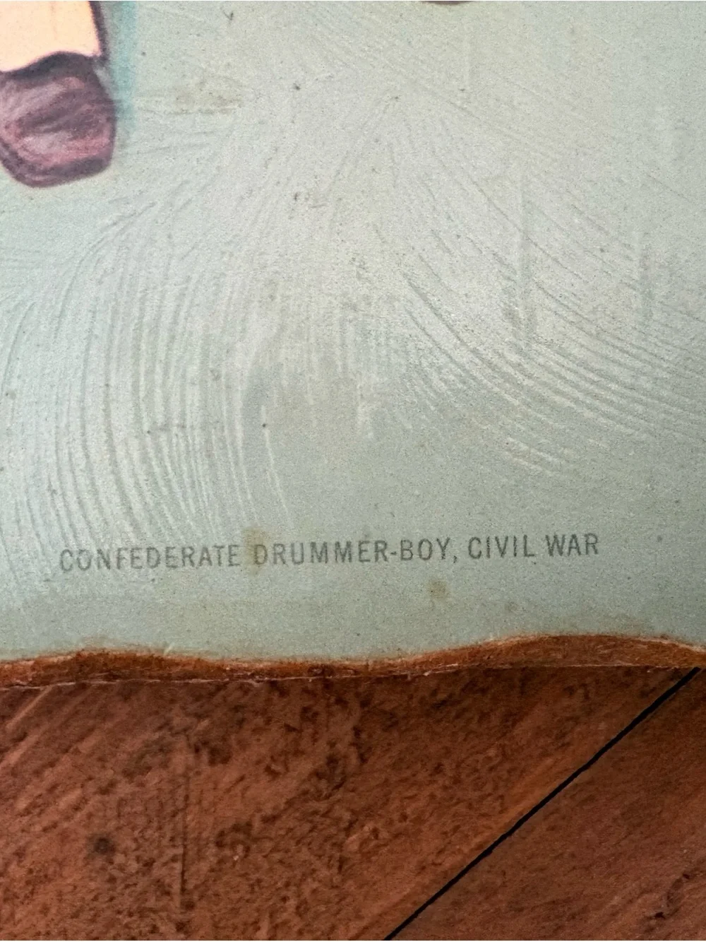 Vintage Drummer Boy Wall Plaque in Light Blue and Tan